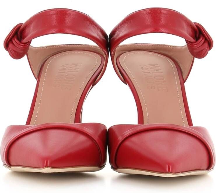 Malone Souliers Rode leren knoop muiltjes hakken Red Dames