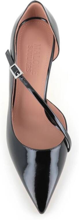 Malone Souliers Zwarte Lakleren Asymmetrische Band Hakken