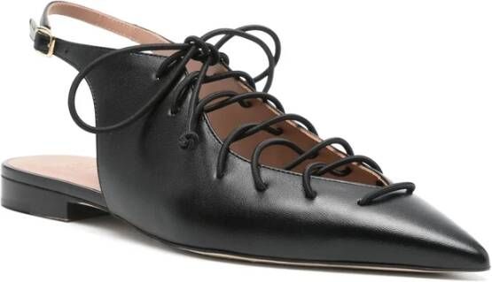 Malone Souliers Zwarte Slingback Veterschoenen met Puntneus