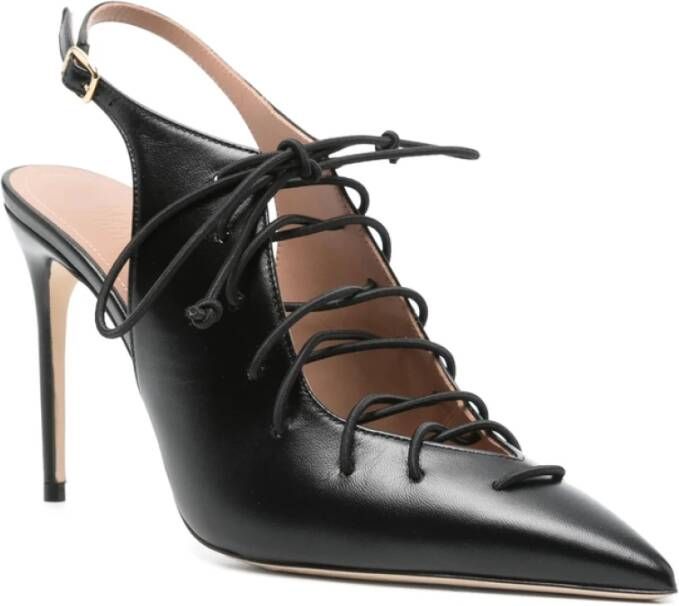 Malone Souliers Zwarte Stiletto Slingback Veterschoenen
