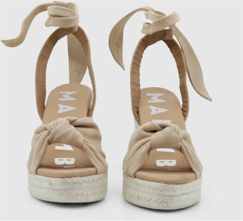 Manebí Champagne Beige Wedges met Knotendetail Beige Dames