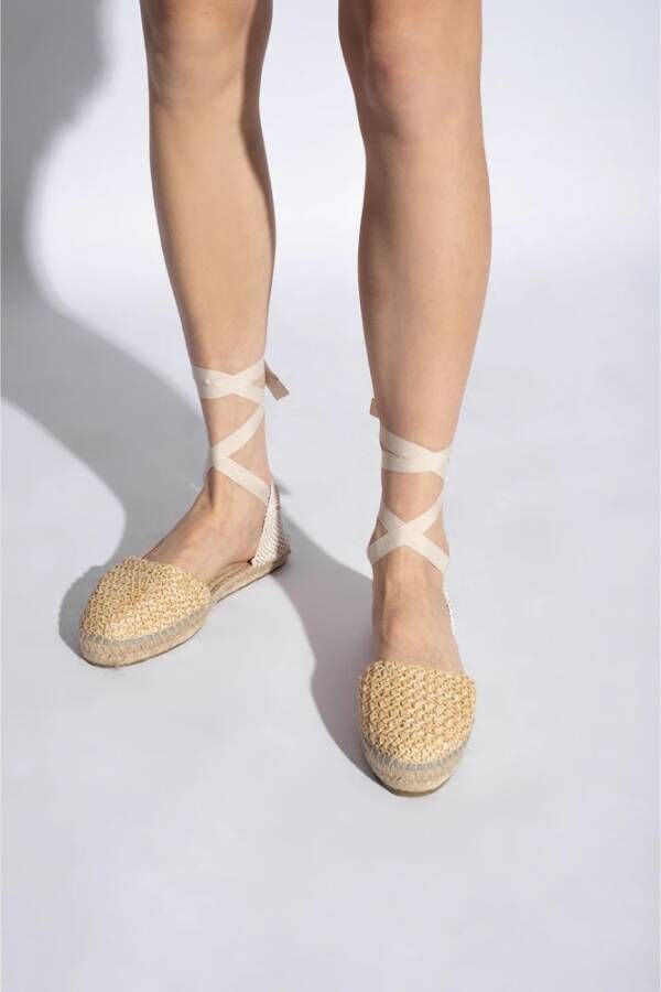 Manebí Espadrilles met logo Beige Dames