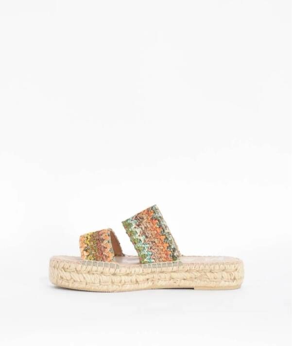 Manebí Geweven Raffia Dubbele Zool Sandalen