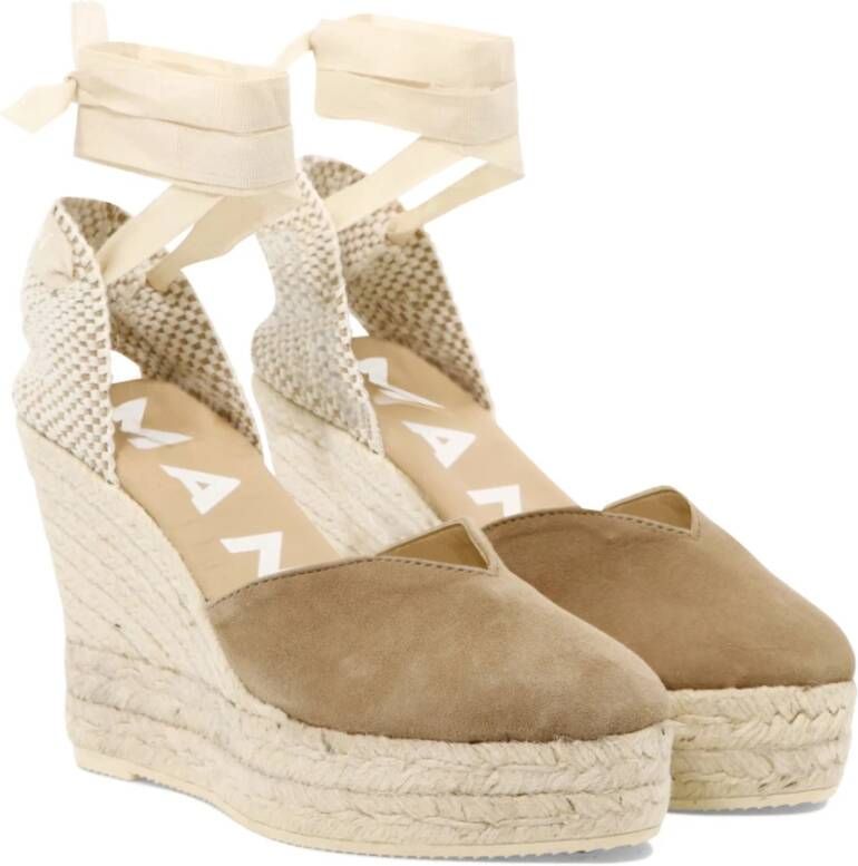 Manebí Hamptons Sleehak Espadrilles Beige Dames