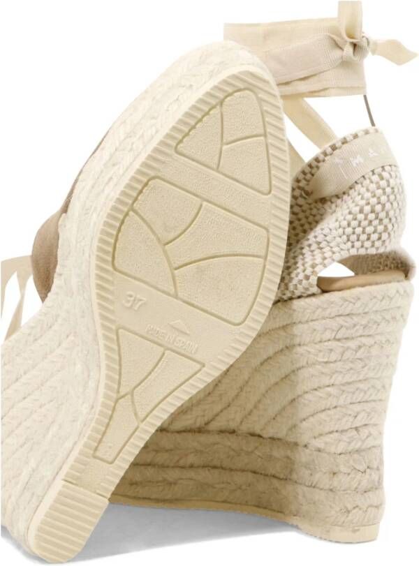 Manebí Hamptons Sleehak Espadrilles Beige Dames