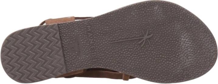 Manebí Leren Band Sandalen Brown Dames