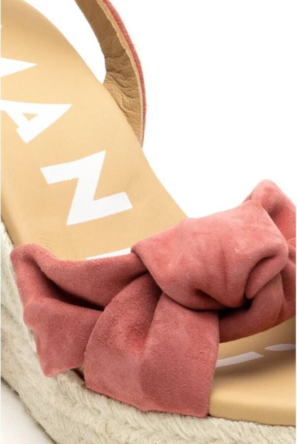 Manebí Stijlvolle Wedge Espadrilles met Knoopdetail Pink Dames