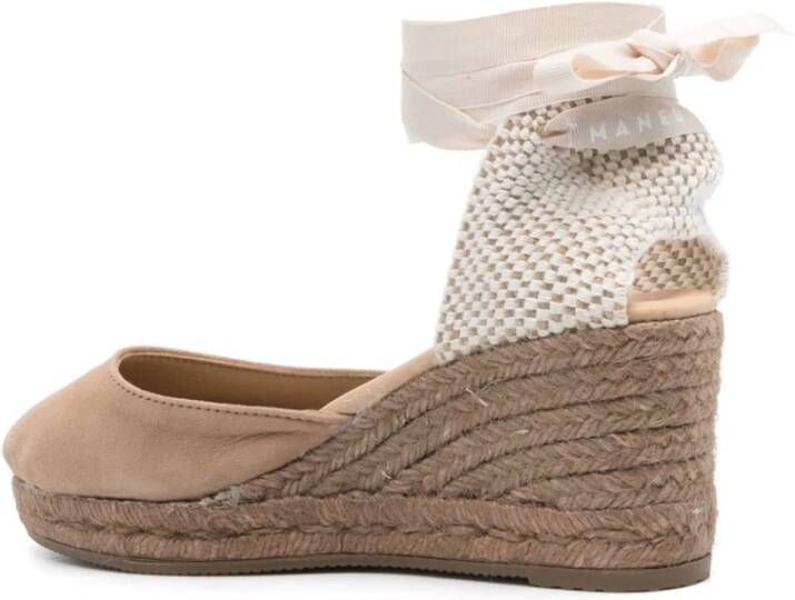 Manebí Taupe Suede Espadrilles met Sleehak