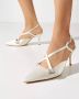 olo Blahnik Beige Satijnen Pumps met kristallen gesp - Thumbnail 2
