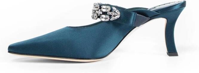Manolo Blahnik Blauwe Kristal Satijnen Hakken