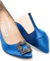 Manolo Blahnik Donkerroze Satijnen Juweelgesp Pumps Pink Dames - Thumbnail 3
