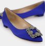 olo Blahnik Blauwe Satijnen Kristal Gesp Ballerina's - Thumbnail 2