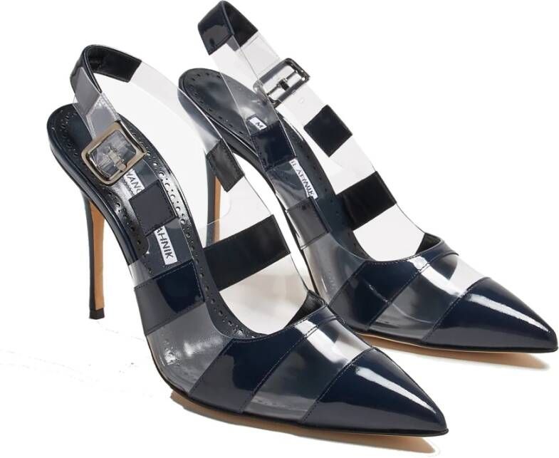 Manolo Blahnik Blauwe Slingback Pumps met puntige neus