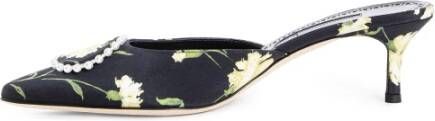 Manolo Blahnik Bloemenprint Kitten Heel Sandalen