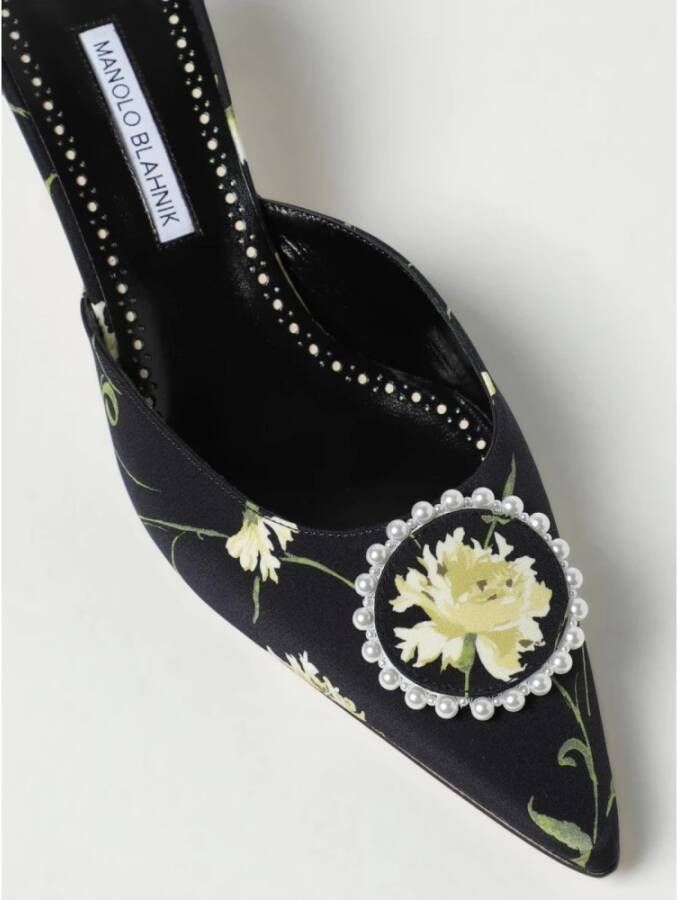 Manolo Blahnik Bloemenprint Muiltje Middelhoge Hak