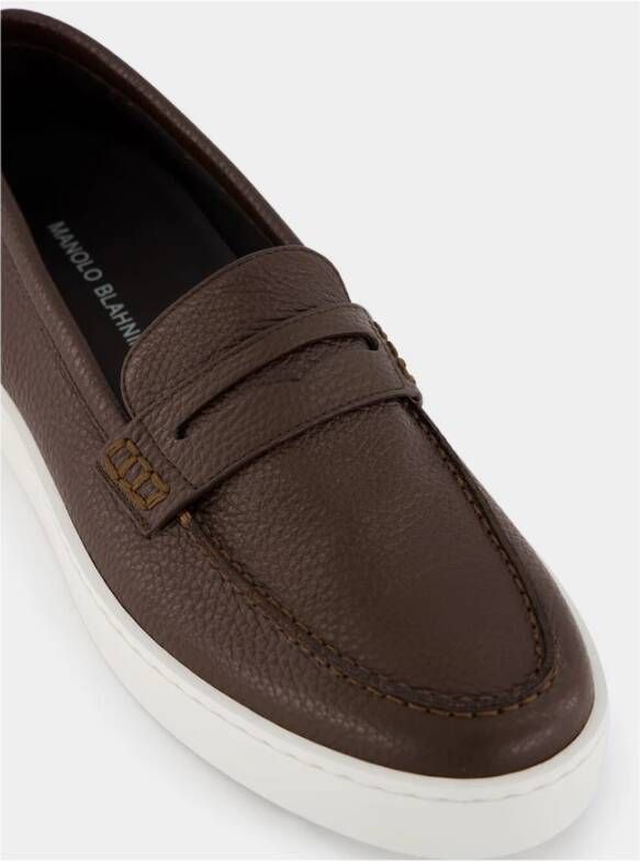 Manolo Blahnik Bruine Leren Loafers