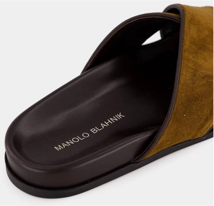 Manolo Blahnik Bruine Suède Chiltern Sandalen