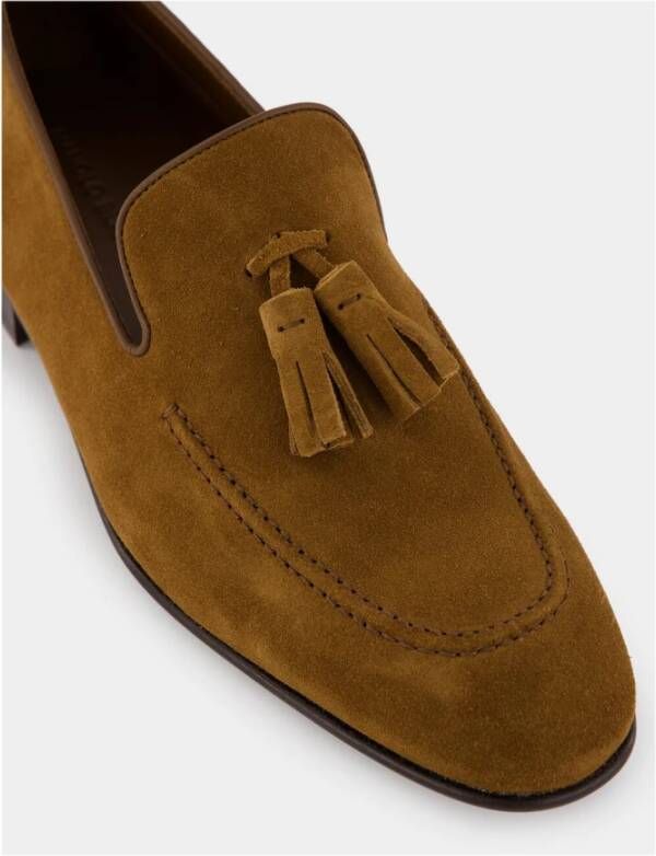 Manolo Blahnik Bruine Suède Kwast Loafers