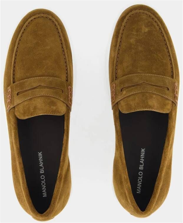 Manolo Blahnik Bruine Suède Penny Loafers