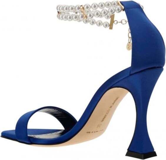 Manolo Blahnik Charona 105 Silk Sandals Blauw Dames