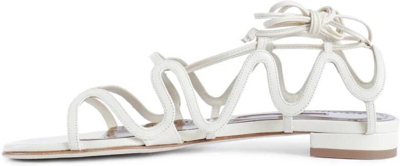 Manolo Blahnik Crème Kooi Enkelband Hakken