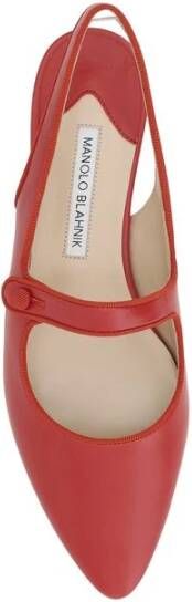 Manolo Blahnik Elegante leren ballerina's met knoopsluiting