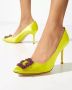 Manolo Blahnik Gele Zijden Pumps met Kristalversiering Yellow Dames - Thumbnail 3