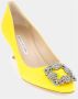 olo Blahnik Gele Satijnen Kristal Gesp Pumps - Thumbnail 2