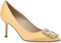 Manolo Blahnik Gele Zijden Satijnen Kristal Pumps Yellow Dames - Thumbnail 2