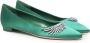 Manolo Blahnik Groene platte satijnen pumps met kristalversiering Green Dames - Thumbnail 2