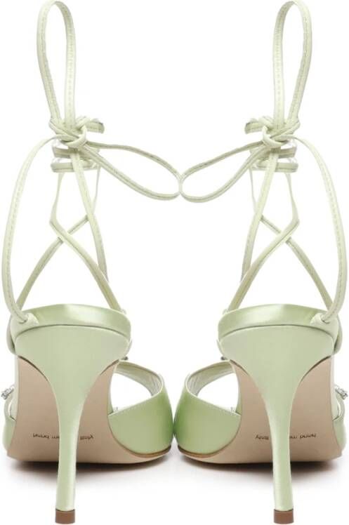 Manolo Blahnik Groene sandalen met kristallen en kegelhak Green Dames