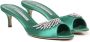 Manolo Blahnik Groene Satijnen Kristallen Sandalen Green Dames - Thumbnail 2