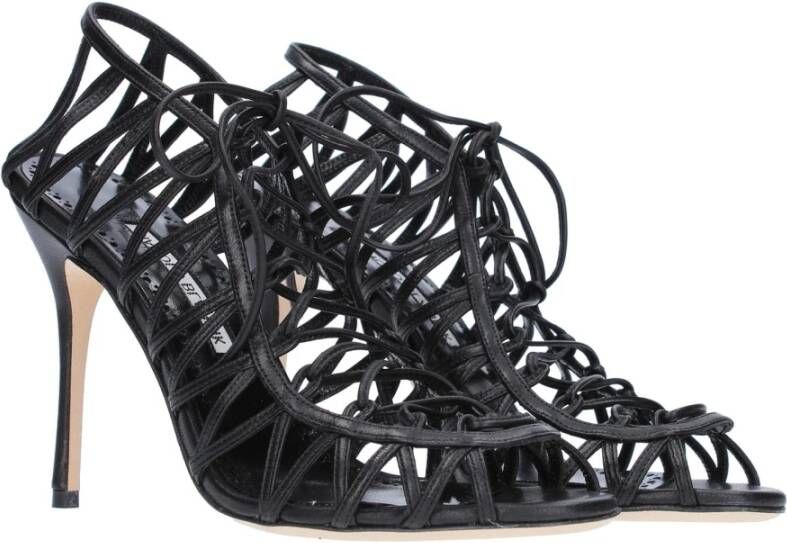 Manolo Blahnik Hamza 105 Leren Sandalen Black Dames