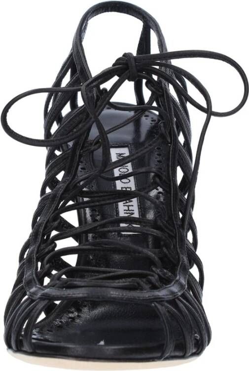 Manolo Blahnik Hamza 105 Leren Sandalen Black Dames