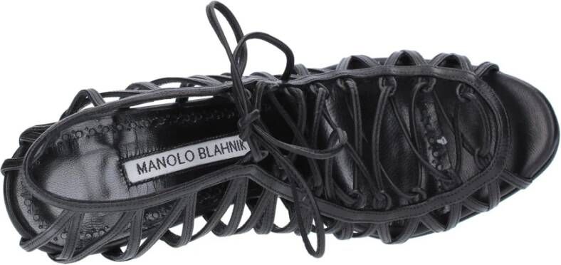Manolo Blahnik Hamza 105 Leren Sandalen Black Dames
