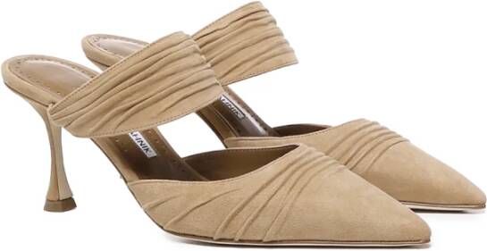 Manolo Blahnik Heeled Mules Beige Dames