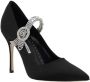 Manolo Blahnik Zijden Satijn Juweel Stiletto Pumps Black Dames - Thumbnail 7