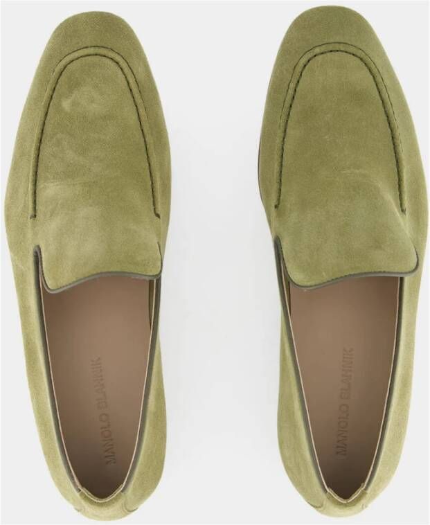 Manolo Blahnik Khaki Suède Loafers
