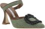 Manolo Blahnik Kralenapplicatie Raffia Flare Hiel Pumps Green Dames - Thumbnail 2