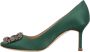 olo Blahnik Kristallen Gesp Groene Pumps - Thumbnail 2