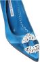 Manolo Blahnik Blauwe Satijnen Pumps met Puntige Neus Blue Dames - Thumbnail 4