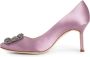 Manolo Blahnik Kristallen Gesp Stiletto Hak Paars Satijn Purple Dames - Thumbnail 2