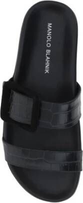Manolo Blahnik Krokoleer Slide Sandaal
