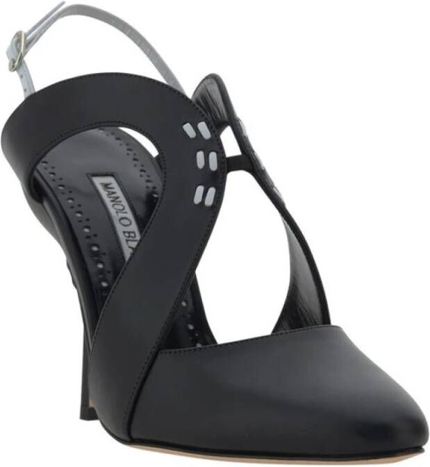 Manolo Blahnik Leren Jijara Pumps Stiletto Hak Black Dames