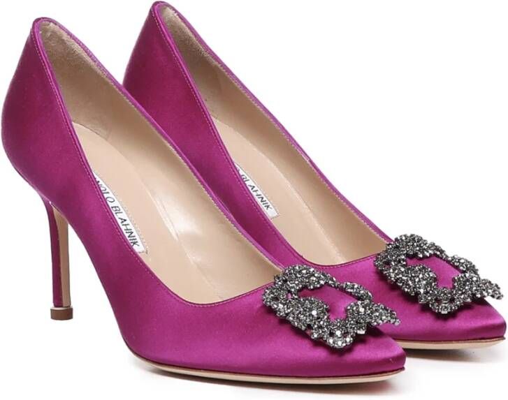 Manolo Blahnik Magenta Kristallen Gesp Hak Pumps Pink Dames