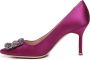 Manolo Blahnik Magenta Kristallen Gesp Hak Pumps Pink Dames - Thumbnail 4