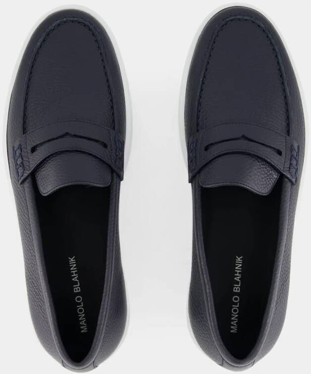 Manolo Blahnik Marine Leren Instaploafers