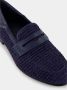 olo Blahnik Marineblauwe Raffia Penny Loafers - Thumbnail 2
