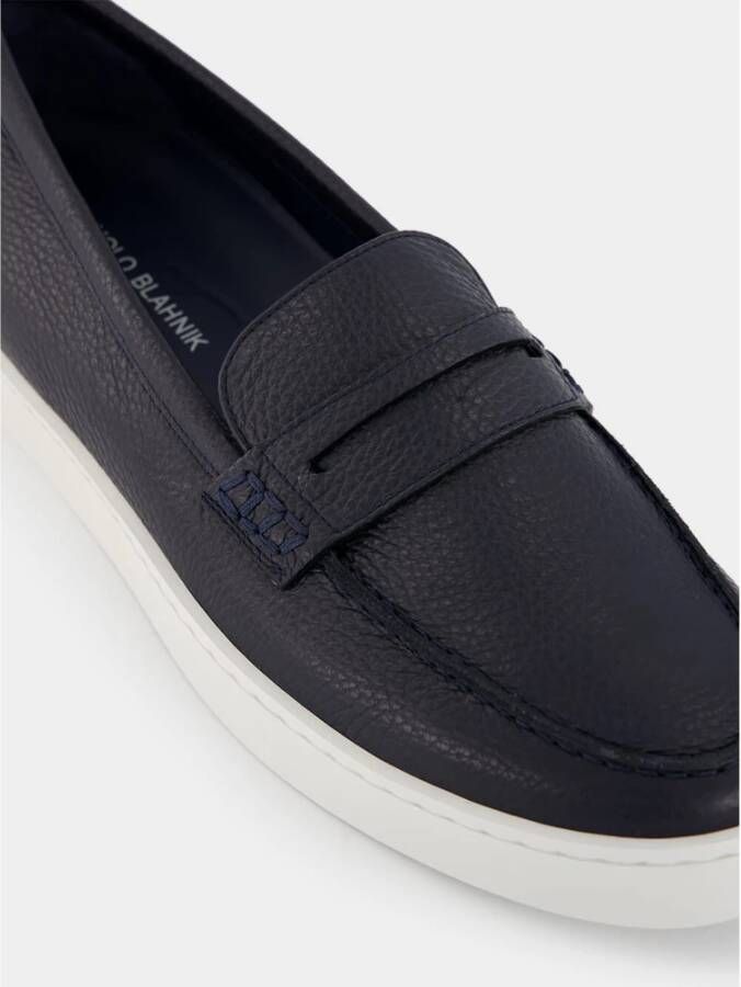 Manolo Blahnik Navy Leren Loafers Moderne Stijl