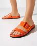 olo Blahnik Oranje Leren Sandalen Krokodil Patroon - Thumbnail 2